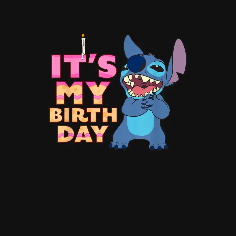 Disney Lilo & Stitch It's My Birthday Happy Retro Text Stack Baby Onesie