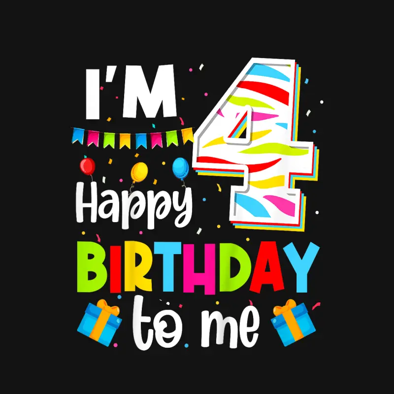 Four 4Yr 4Th Happy Birthday To Me Boys Girls I'm 4 Years Old Youth Staple T-Shirt