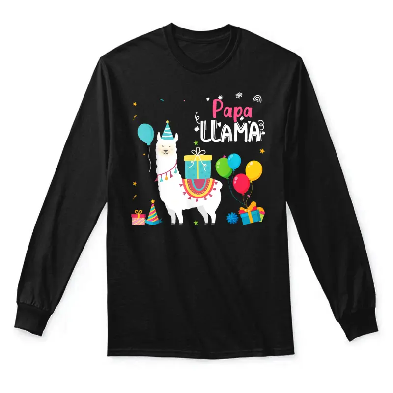 Cute Papa Llama Birthday Girl Family Matching Unisex Long Sleeve T-Shirt