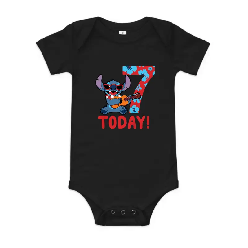 Disney Lilo & Stitch Tropical Birthday 7 Years Old Today Baby Onesie