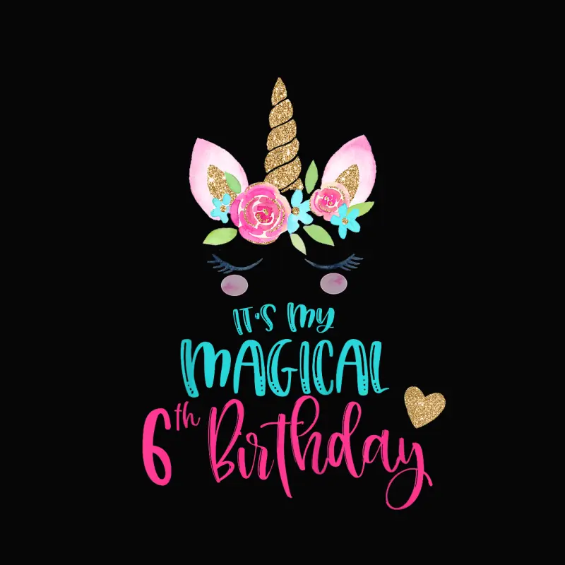 Kids Unicorn 6Th Birthday Party Girl 6 Years Old Toddler Staple T-Shirt