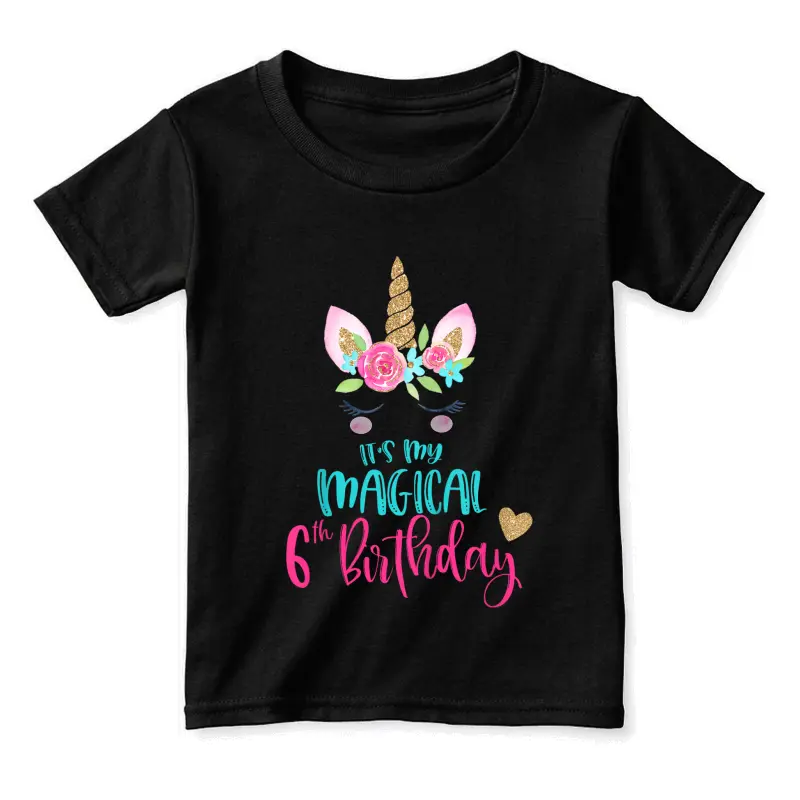 Kids Unicorn 6Th Birthday Party Girl 6 Years Old Toddler Staple T-Shirt