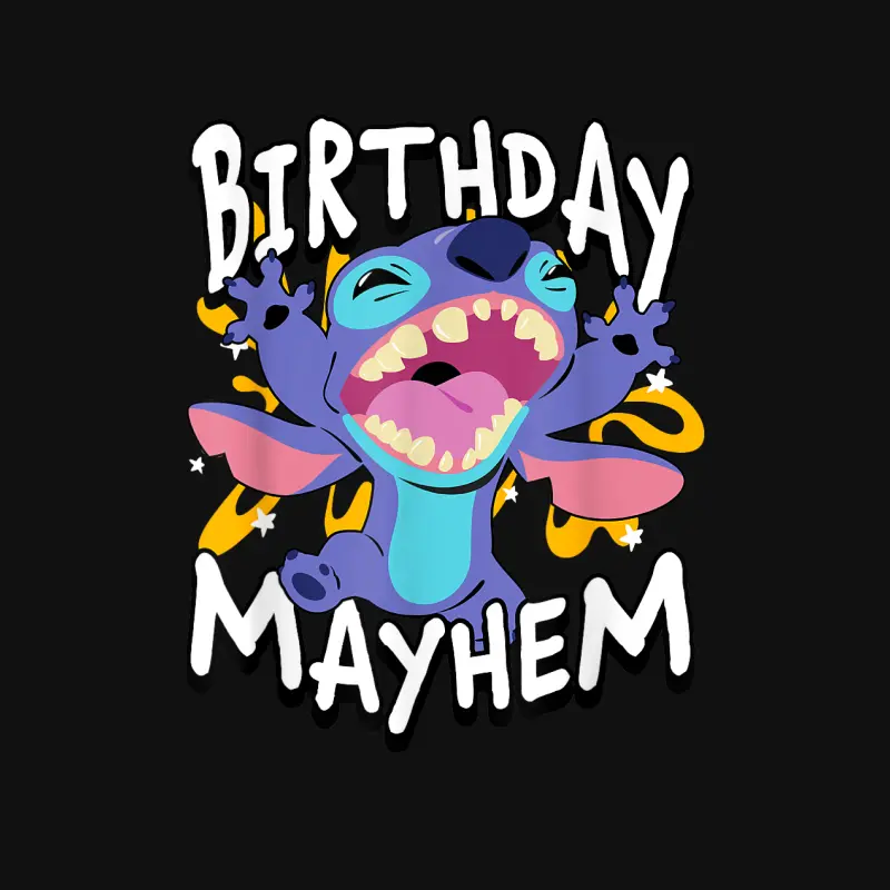 Disney Lilo & Stitch Birthday Mayhem Retro Stitch Logo Baby Onesie