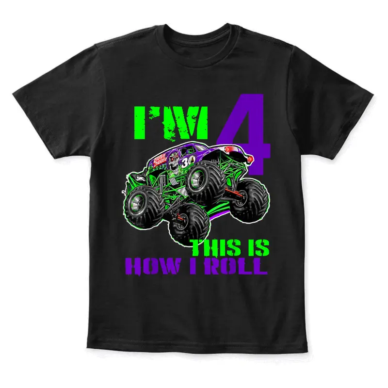 I Am 4 This Is How I Roll Monster Truck 4Th Birthday Tees Youth Staple T-Shirt