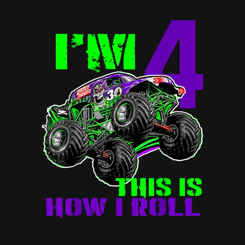 I Am 4 This Is How I Roll Monster Truck 4Th Birthday Tees Youth Staple T-Shirt