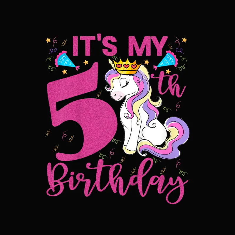 Kids It's My 5Th Birthday Unicorn Lover Kid 5 Years Old Birthday Toddler Staple T-Shirt