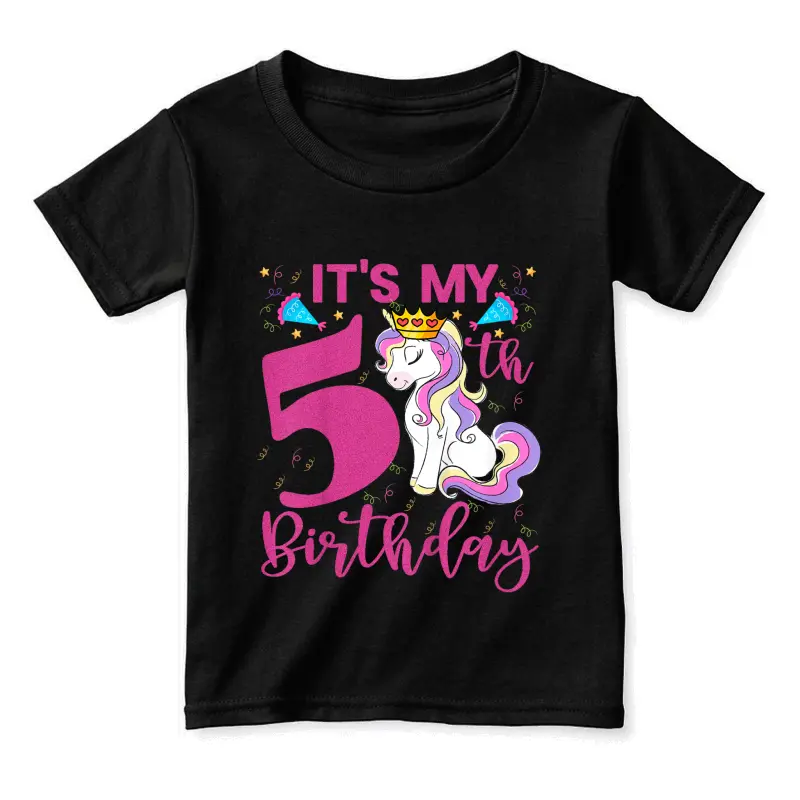Kids It's My 5Th Birthday Unicorn Lover Kid 5 Years Old Birthday Toddler Staple T-Shirt