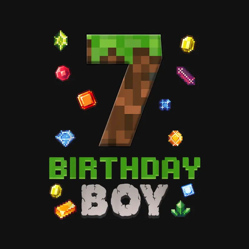 7Th Birthday 7 Years Old Video Gamer Pixel Birthday Boys Baby Onesie