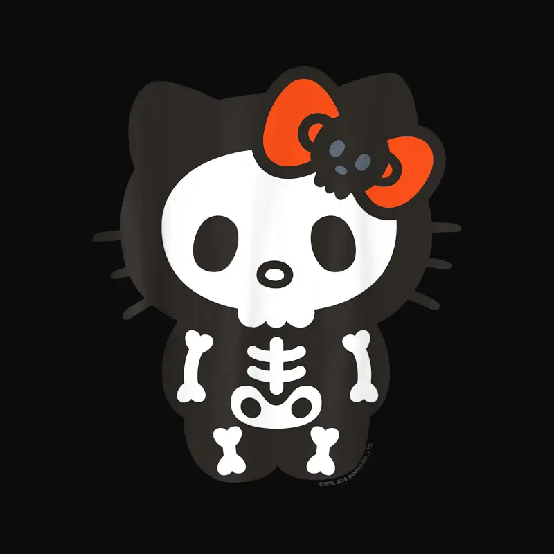 Hello Kitty Skeleton Halloween Tee Shirt Unisex Staple T-Shirt