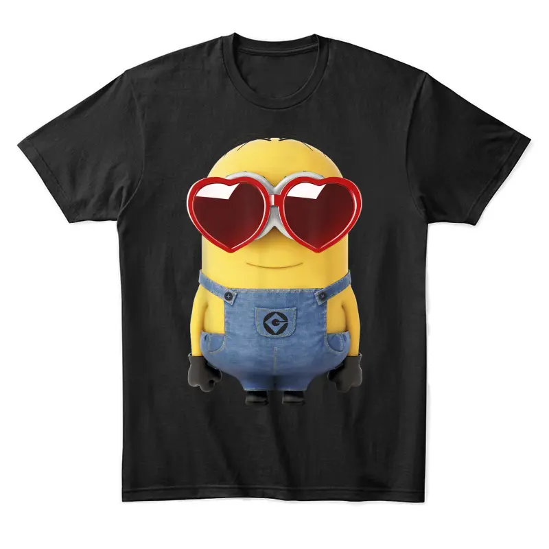 Minions Valentine's Day Dave Heart Glasses Unisex Staple T-Shirt