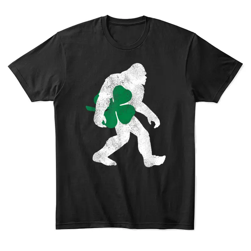 St Patricks Day Bigfoot Shirt - Clover Leaf Irish Sasquatch Unisex Staple T-Shirt