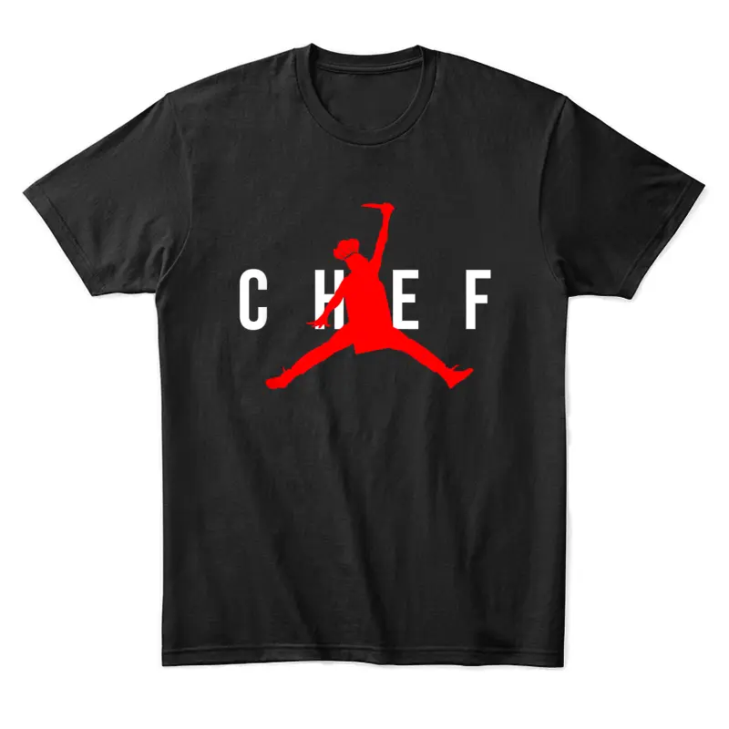 Funny Restaurant Chef - Jumping Chef Knife Logo Unisex Staple T-Shirt