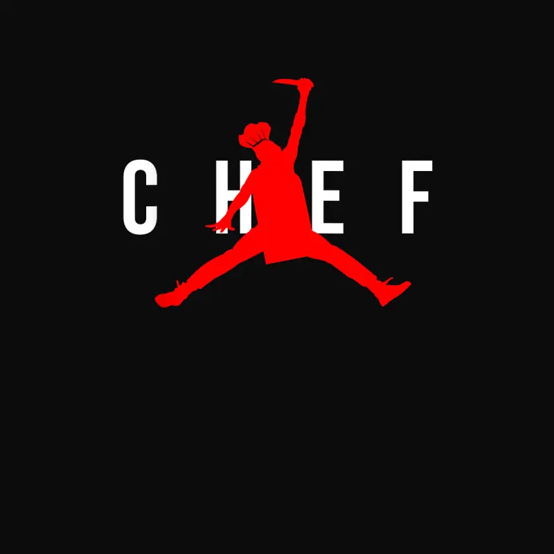 Funny Restaurant Chef - Jumping Chef Knife Logo Unisex Staple T-Shirt