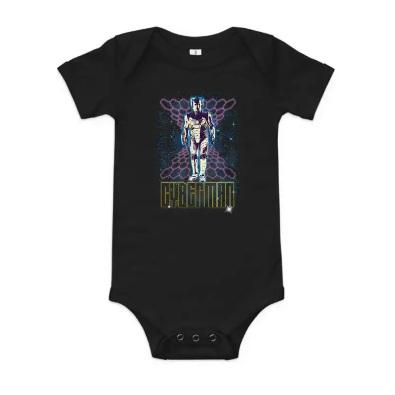 Doctor Who 80S Cyberman Retro Futuristic Cyber Sci-Fi Fan Baby Onesie