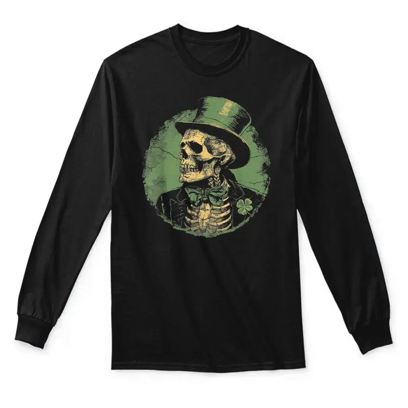 Skull Skeleton - Leprechaun St. Patrick's Day Saint Paddy's Unisex Long Sleeve T-Shirt