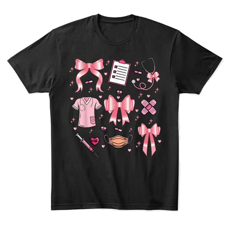 Nurse Coquette Bow Cute Nursing Student Gift Er Rn Matching Unisex Staple T-Shirt
