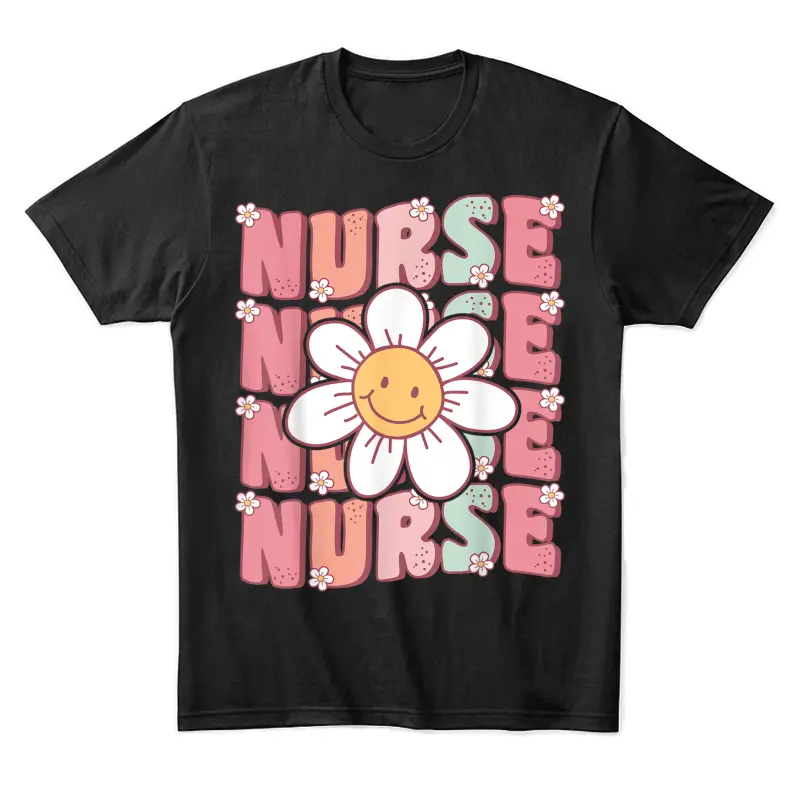 Groovy Nurse Cute Daisy Flower Retro School Nurse Icu Cna Rn Unisex Staple T-Shirt