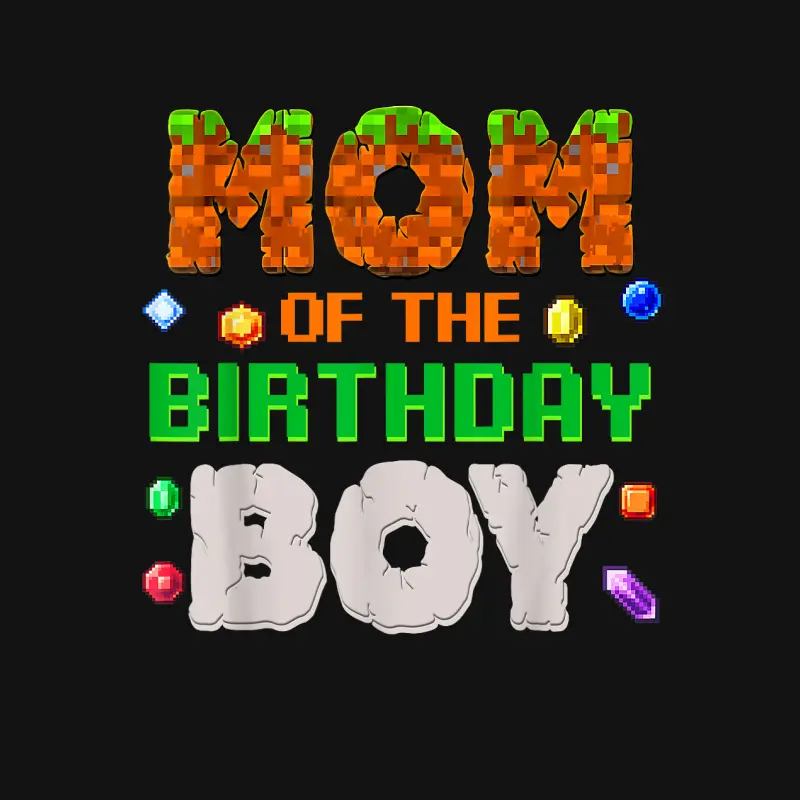 Mom Of The Birthday Boy Video Gamer Pixel Number Youth Staple T-Shirt