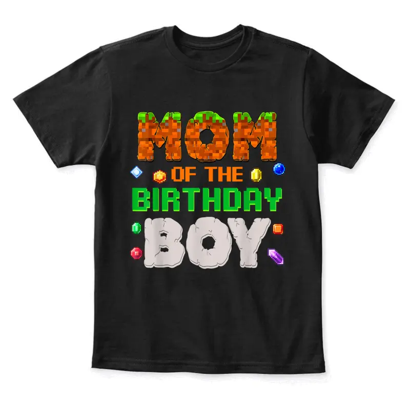 Mom Of The Birthday Boy Video Gamer Pixel Number Youth Staple T-Shirt