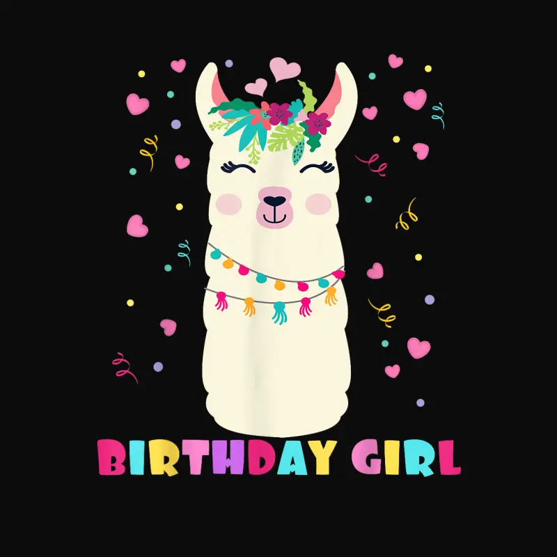 Birthday Girl Cute Llama Alpaca Kids Llamazing Unisex Staple T-Shirt