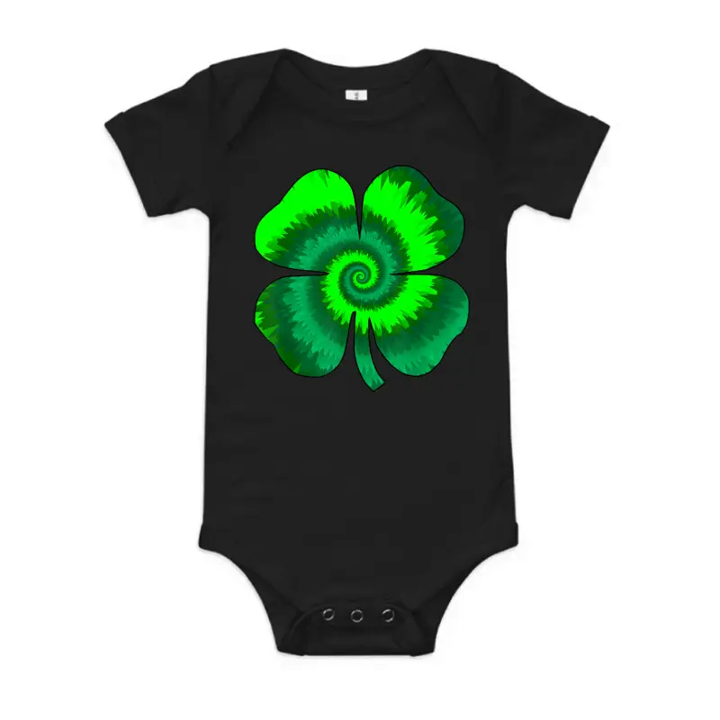 Four Leaf Clover Tie Dye St Patrick's Day Lucky Shamrock Baby Onesie