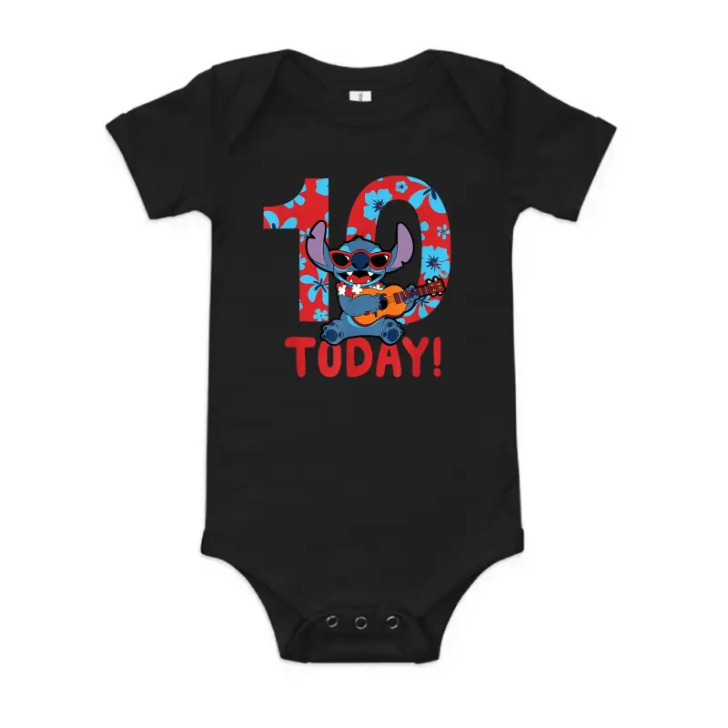 Disney Lilo & Stitch Tropical Birthday 10 Years Old Today Baby Onesie