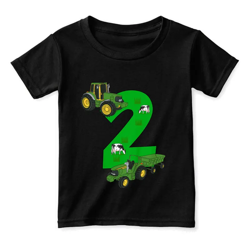 Kids 2Nd Birthday  Boys Tractor Farmer Birthday Toddler Staple T-Shirt