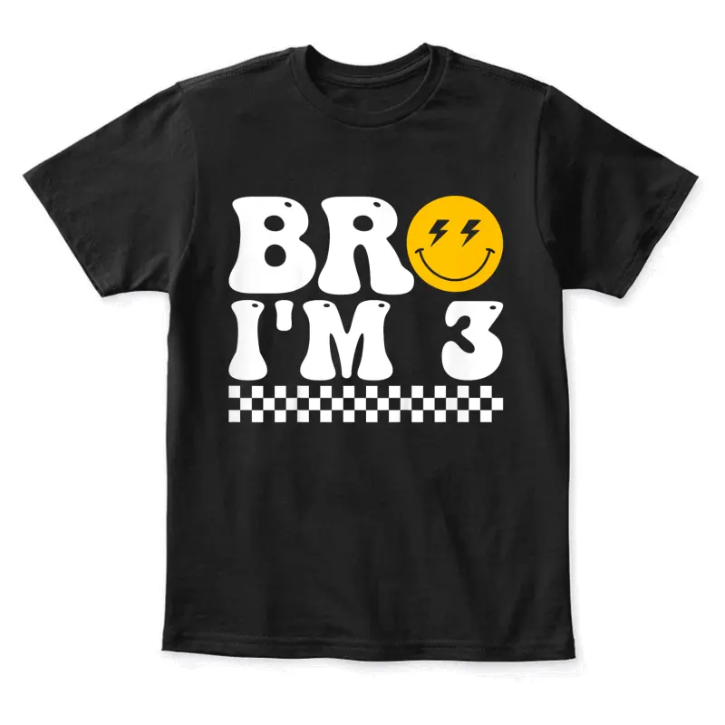 Bro I’m 3 Groovy 3Rd Birthday 3 Year Old Birthday Youth Staple T-Shirt
