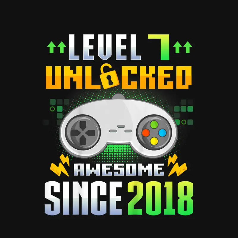 Kids 7 Year Old Gifts 2018 Level 7 Unlocked 7Th Birthday Boys Baby Onesie
