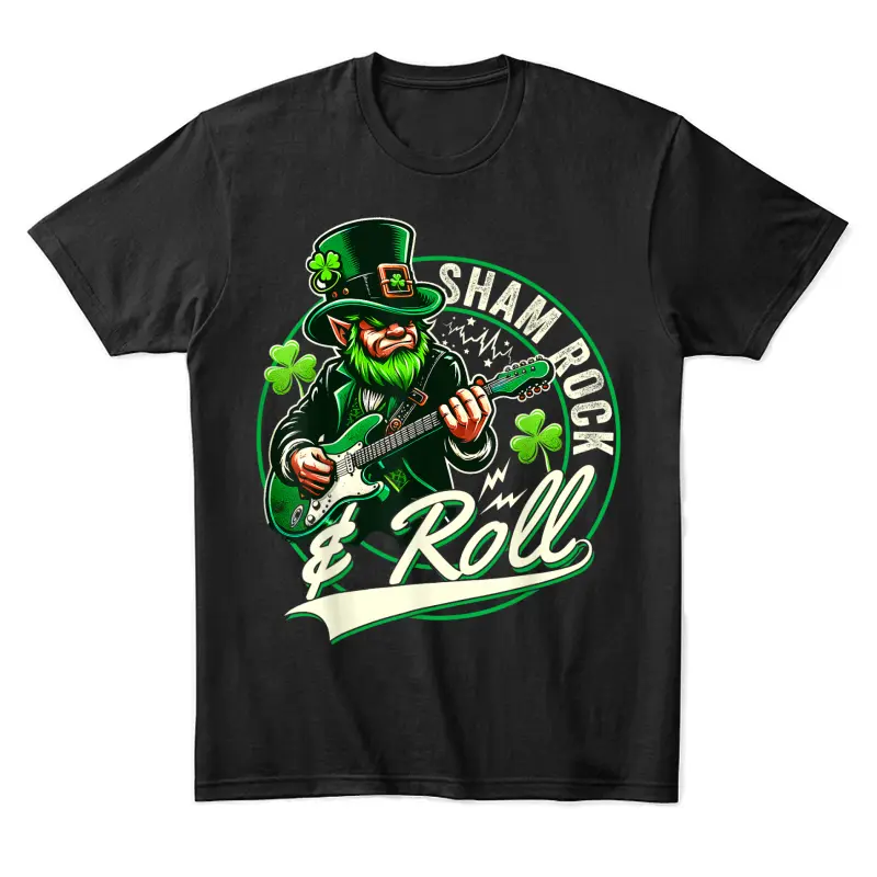 Sham Rock And Roll Shamrock Guitar Funny St Patrick Day Unisex Staple T-Shirt