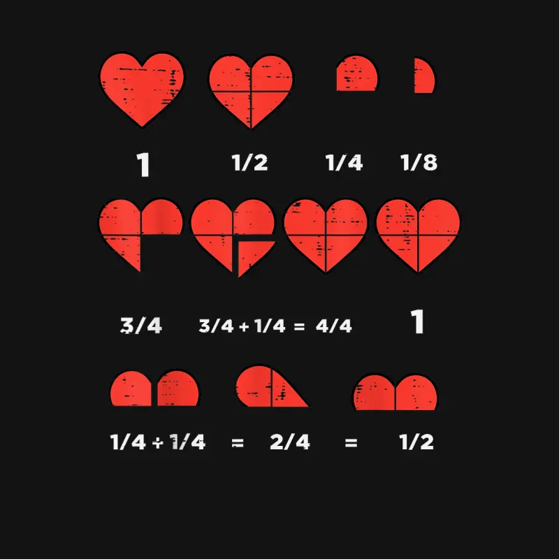 Valentines Day Fractions Heart Funny Math Teacher Men Women Unisex Long Sleeve T-Shirt