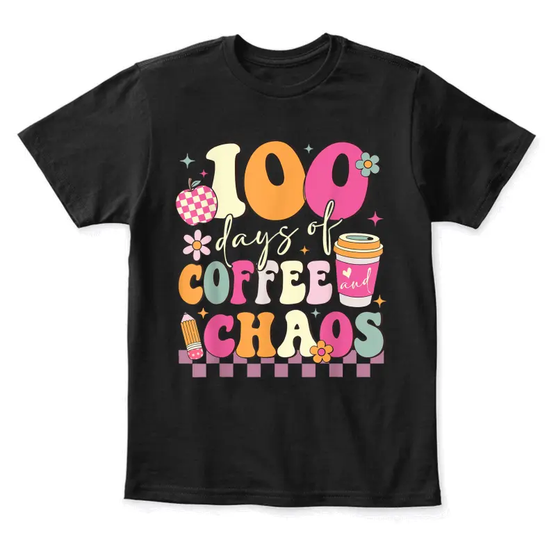 100 Days Of School Coffee Lover 100Th Day Of School Teacher Youth Staple T-Shirt
