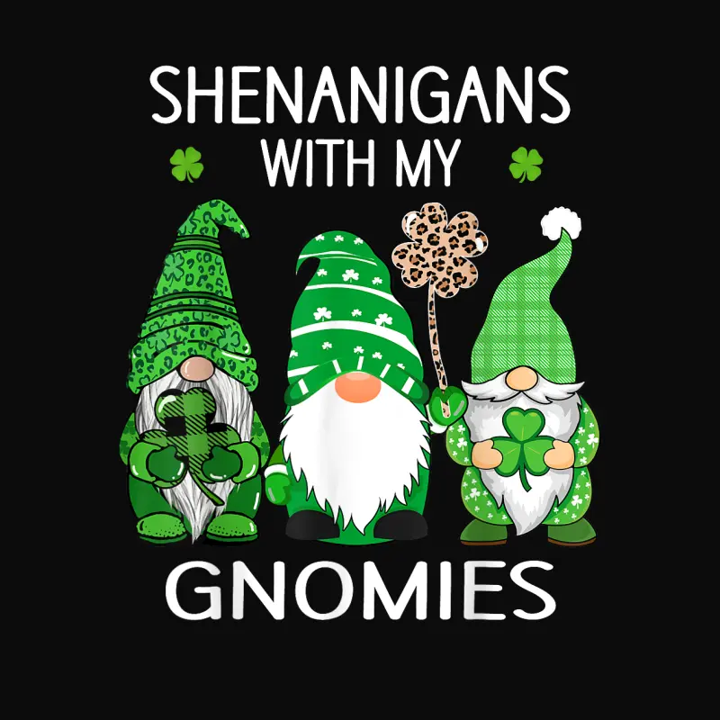 St Patricks Day Lucky Shamrock Leopard Gnomes Irish Women Unisex Staple T-Shirt