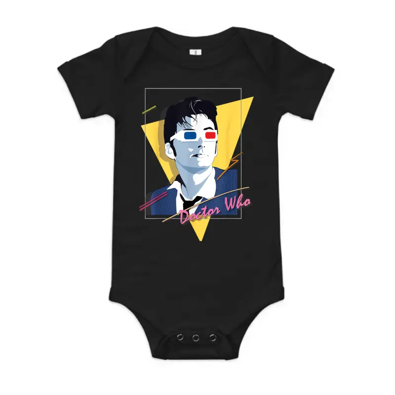 Doctor Who 80S Tenant Retro Time Traveller Sci-Fi Fan Baby Onesie