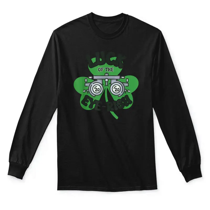 Groovy St Patrick Day Irish Green Lucky Optometrist Shamrock Unisex Long Sleeve T-Shirt