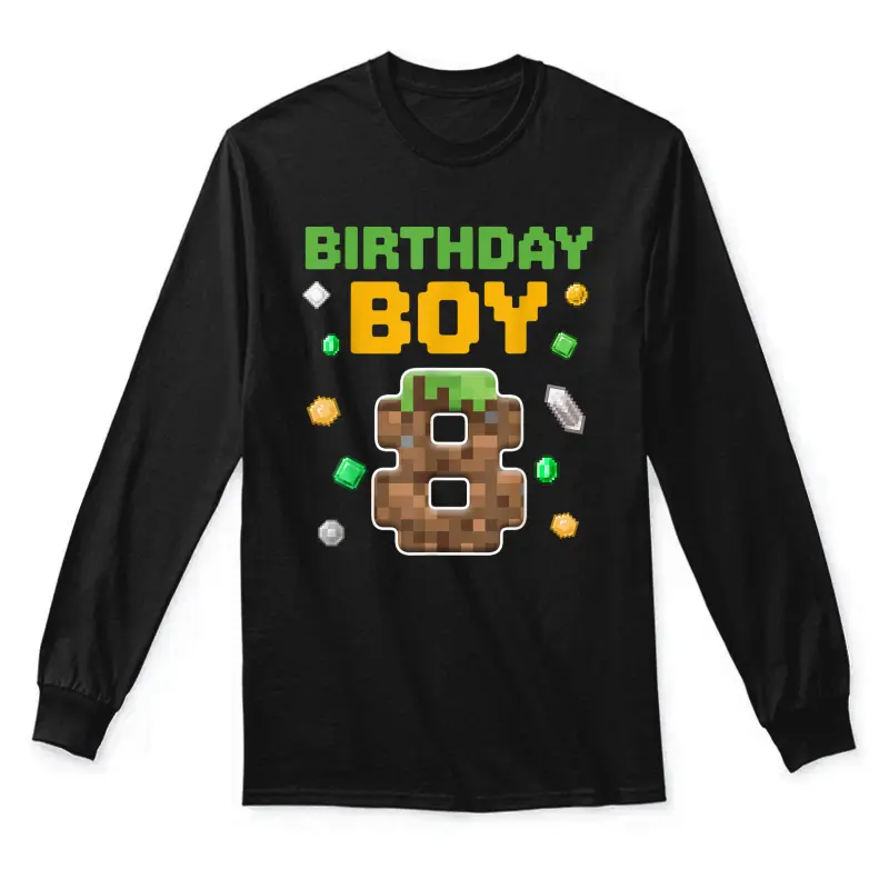 Birthday Boy Shirt 8Th Birthday 8 Year Old Birthday Boy Unisex Long Sleeve T-Shirt