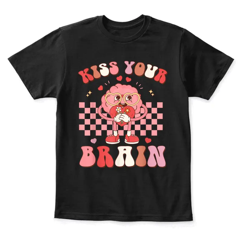 Kiss Your Brain Valentines Test Day Teacher Squad Kids Youth Staple T-Shirt