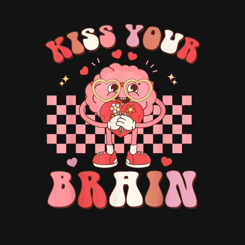 Kiss Your Brain Valentines Test Day Teacher Squad Kids Youth Staple T-Shirt