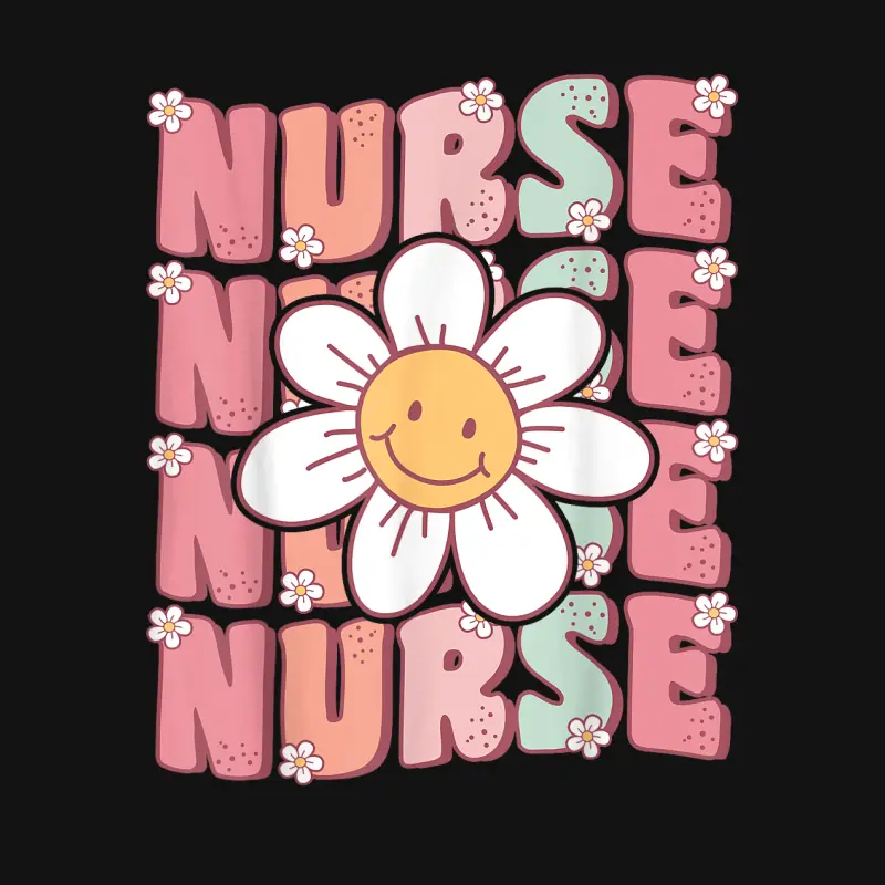 Groovy Nurse Cute Daisy Flower Retro School Nurse Icu Cna Rn Unisex Long Sleeve T-Shirt