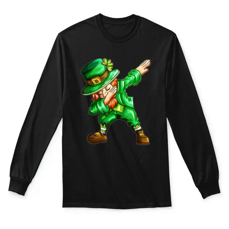St Patricks Day Dab Dabbing Leprechaun In Green Holiday Unisex Long Sleeve T-Shirt