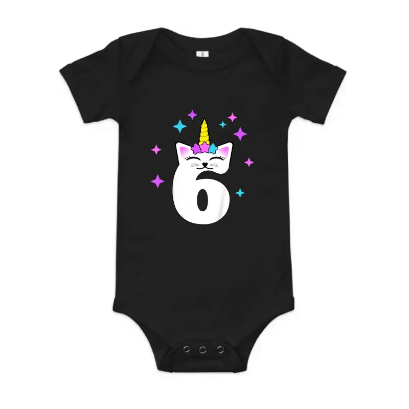 Kids 6 Year Old Cat Unicorn Caticorn 6Th Birthday Party Girls Baby Onesie