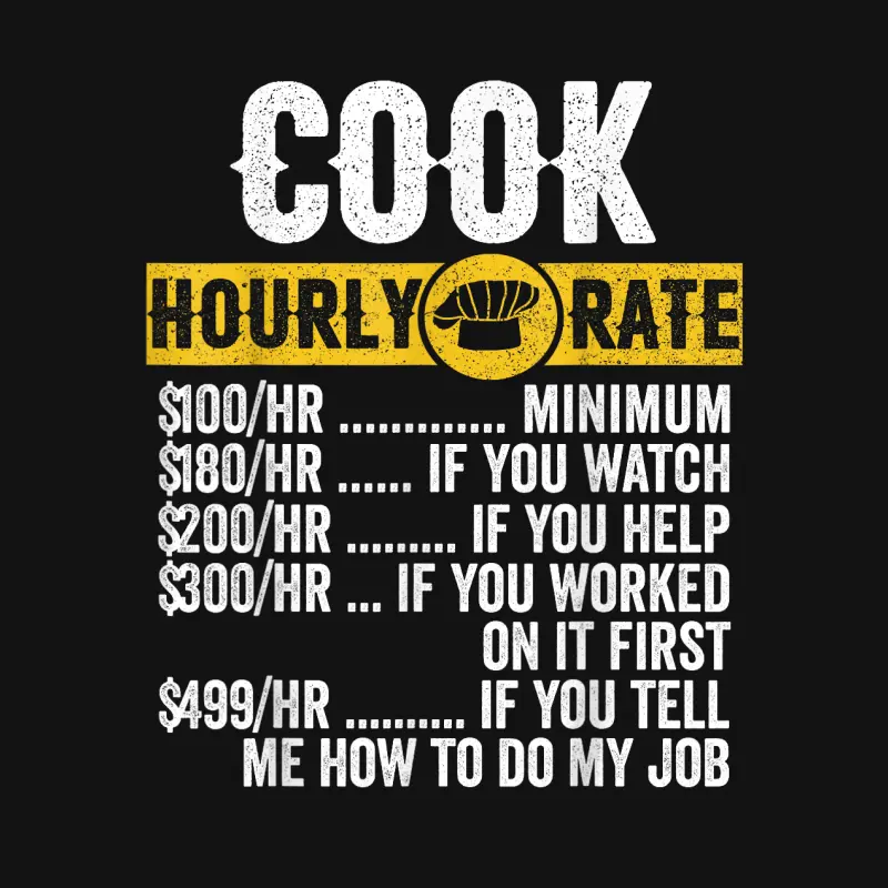 Funny Vintage Cook Apparel Culinary Chef Hourly Rate Mens Unisex Long Sleeve T-Shirt
