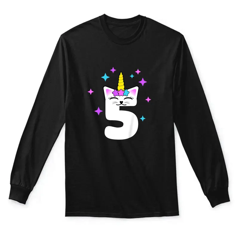 Kids 5 Year Old Cat Unicorn Caticorn 5Th Birthday Party Girls Unisex Long Sleeve T-Shirt
