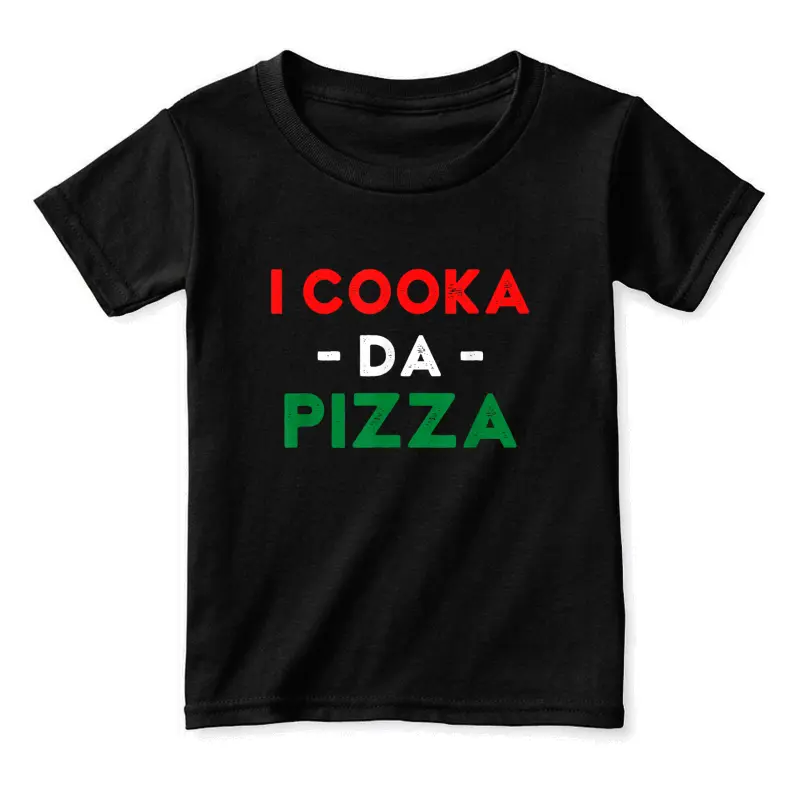 I Cooka Da Pizza Funny Italian Food Meme Italian Slang Cook Toddler Staple T-Shirt