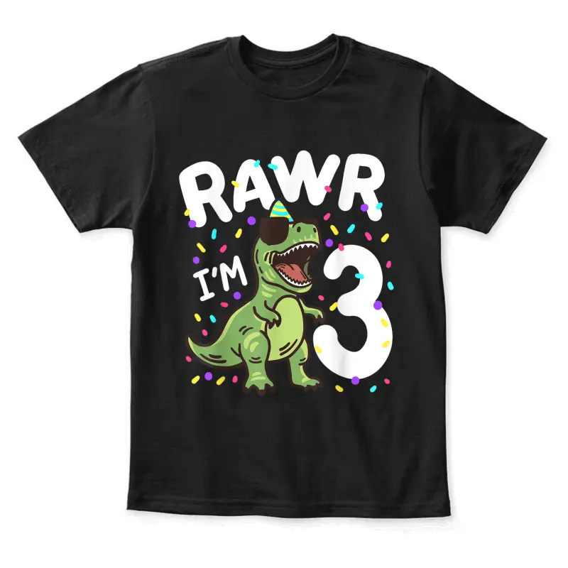 Three Rawr I'm 3 Years Old T Rex Dinosaur 3Rd Birthday Boys Youth Staple T-Shirt