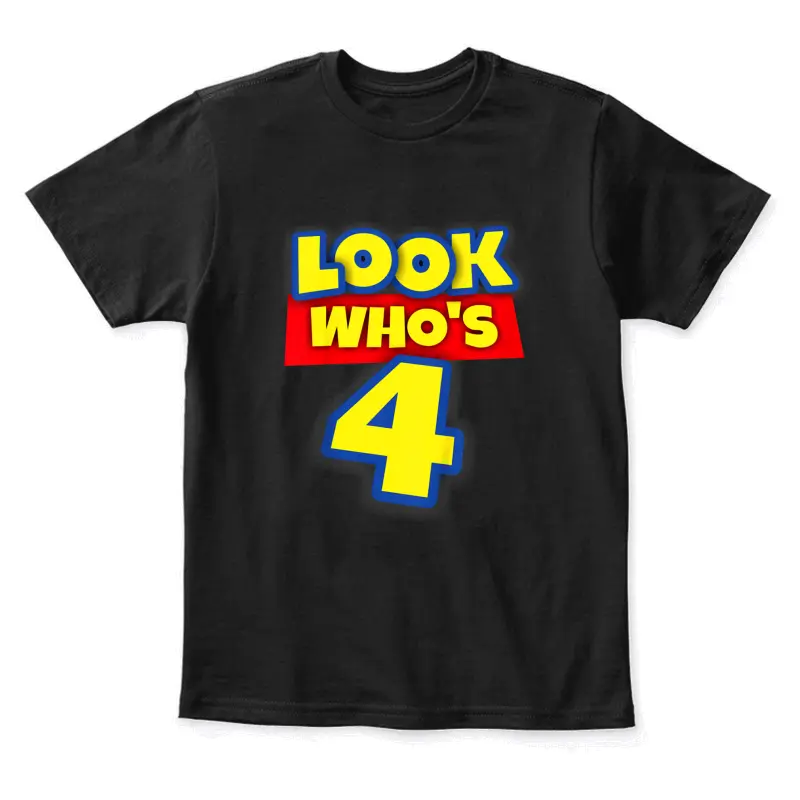 4 Year Old Birthday Party Theme Boys Girls Look Who's 4 Youth Staple T-Shirt