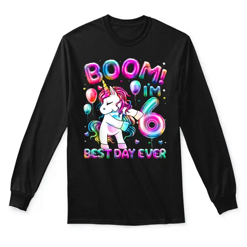 6 Years Old Flossing Unicorn Gifts 6Th Birthday Girl Party Unisex Long Sleeve T-Shirt