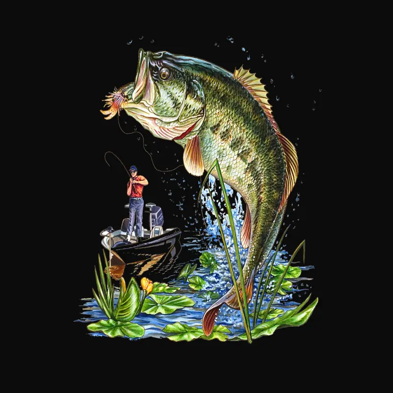Fishing Graphic Large Mouth Bass Fish Unisex Staple T-Shirt