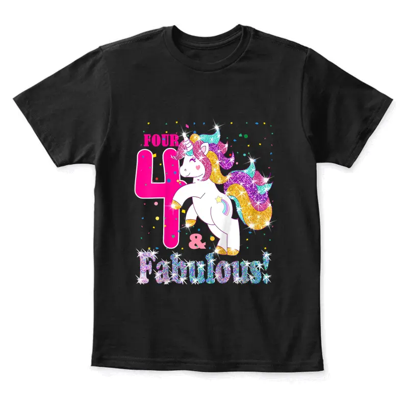 Kids Kids I Am 4 And Fabulous Unicorn 4Th Birthday Girls Gift Youth Staple T-Shirt