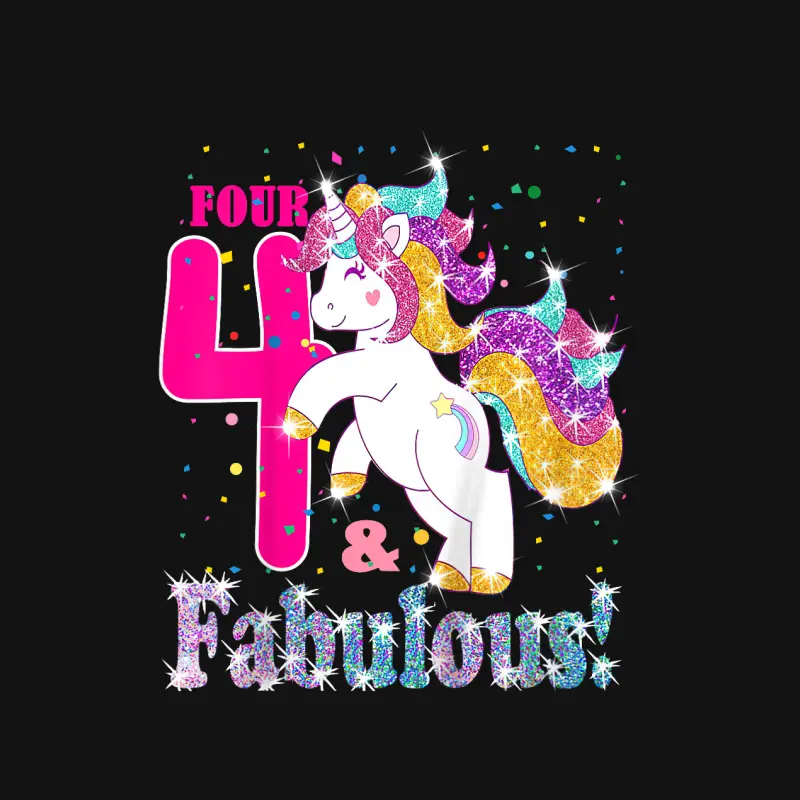 Kids Kids I Am 4 And Fabulous Unicorn 4Th Birthday Girls Gift Youth Staple T-Shirt